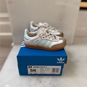 adidas Kids Samba OG EL I Sneakers in White with Mint and Gum